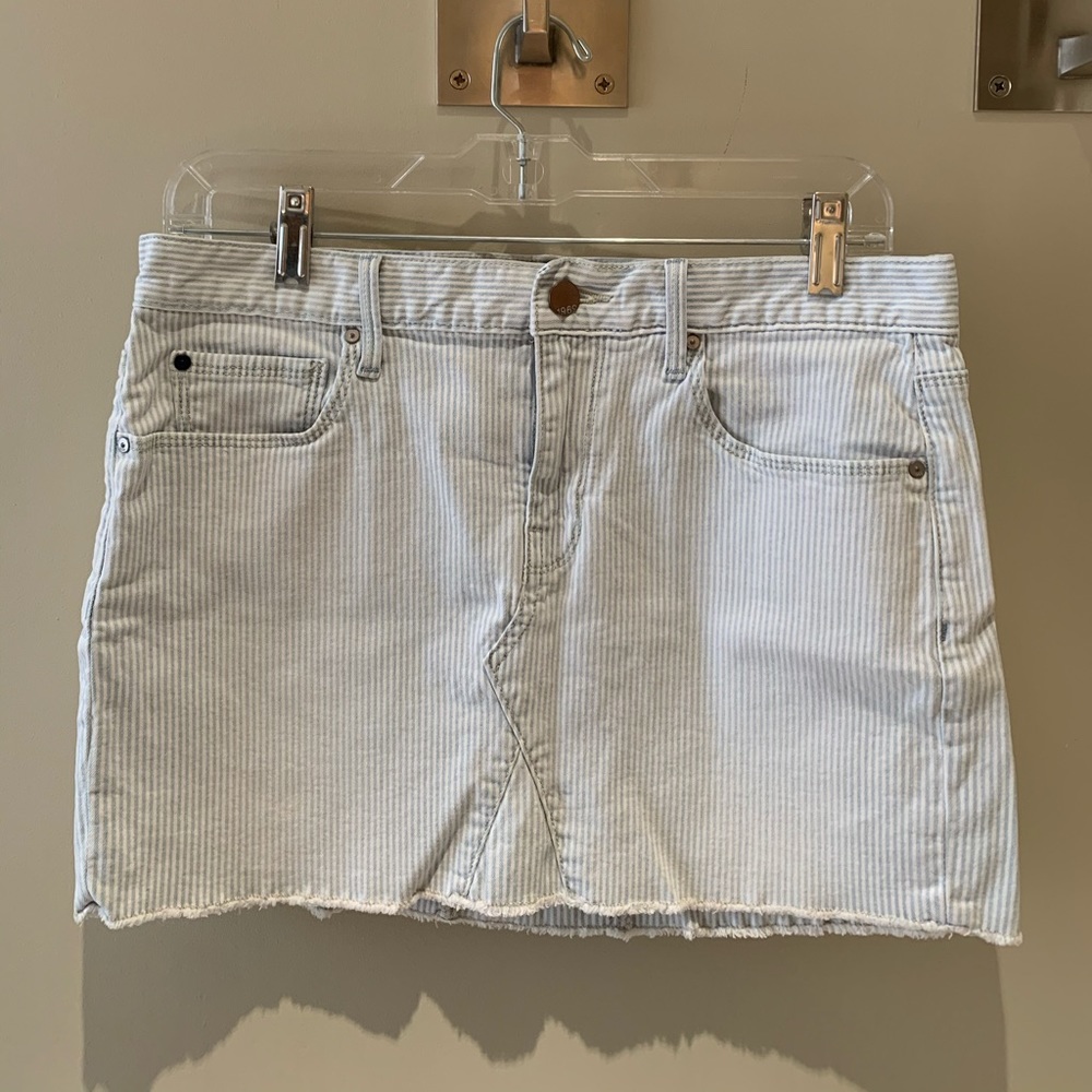 Gap 1969 vintage striped white & blue denim skirt